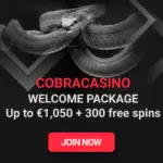 Cobra Casino - 300 Spins & €1,050 Bonus